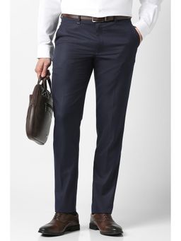 Van Heusen - Navy Blue Textured Regular Fit Trouser