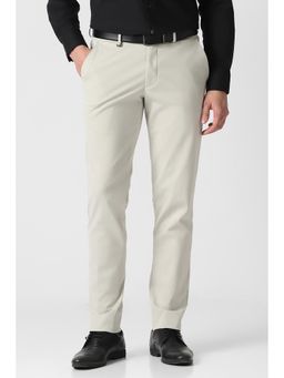 Van Heusen - White Solid Regular Fit Trouser