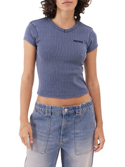 BDG by Urban Outfitters - Rib V Neck Baby Navy Blue T-Shirt