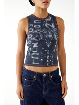 BDG by Urban Outfitters - Lucky You Waffle Blue Top