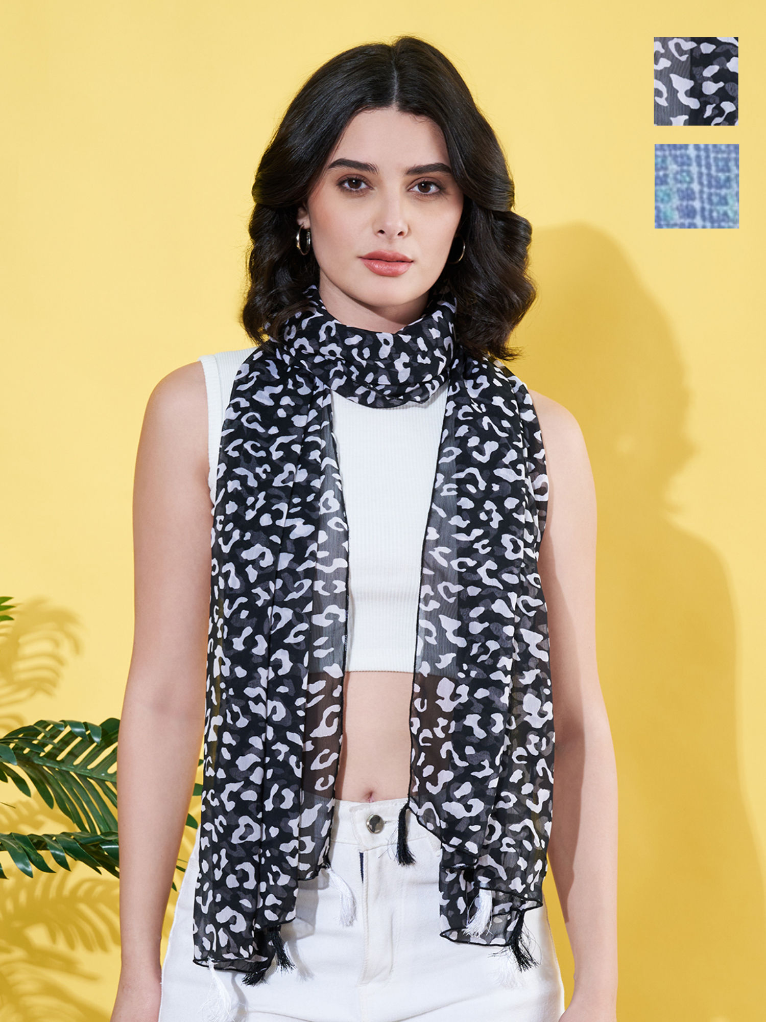 Printed Chiffon Scarf with Tasselled (Pack Of 2)-picture-10