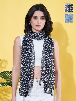 ANVI Be Yourself - Printed Chiffon Scarf with Tasselled (Pack Of 2)