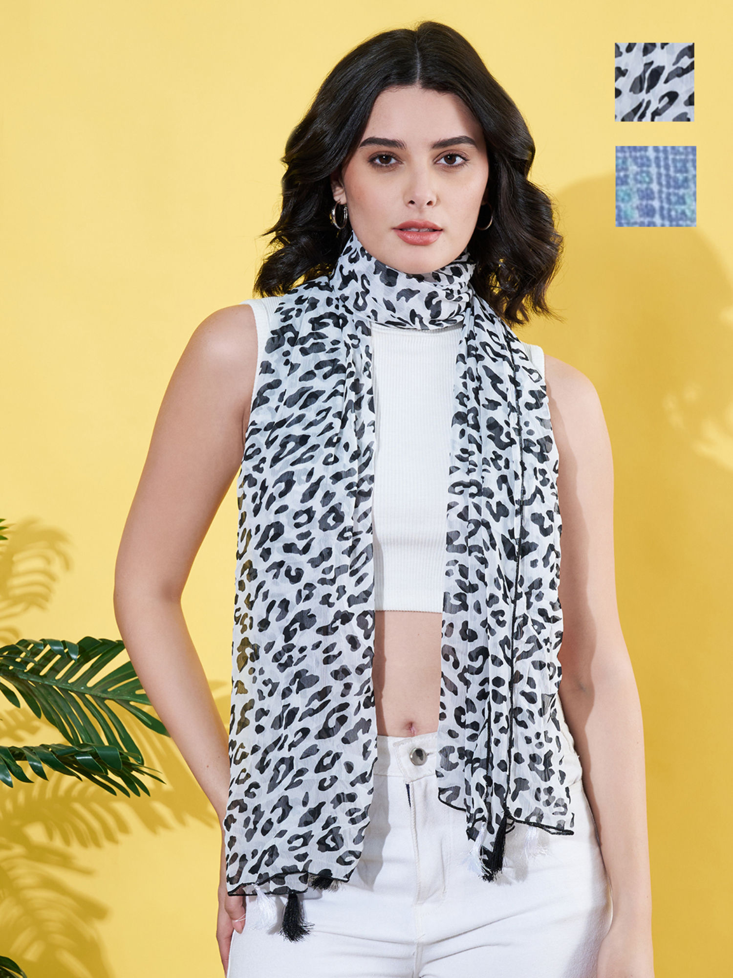 Printed Chiffon Scarf with Tasselled (Pack Of 2)-picture-11