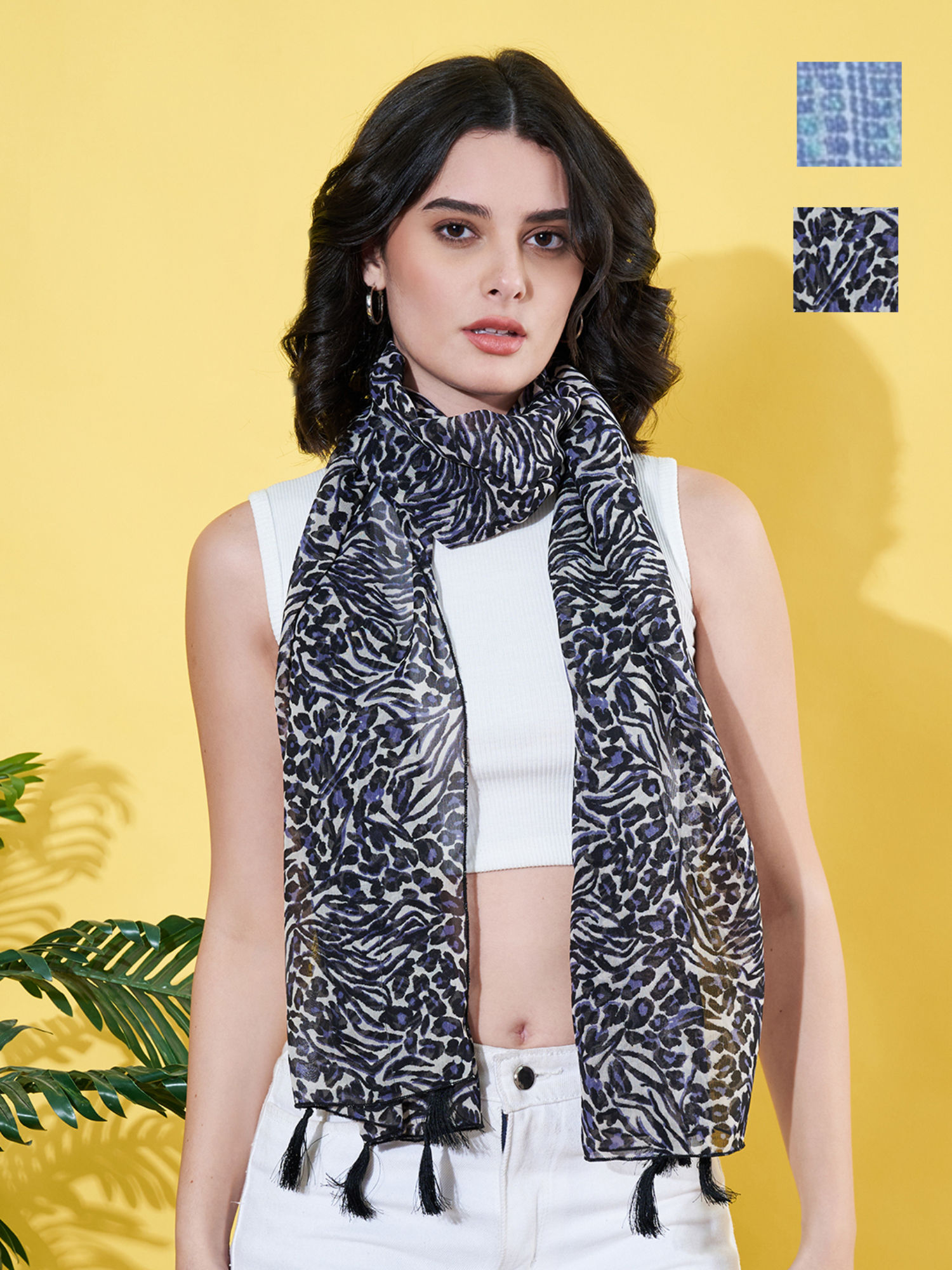 Printed Chiffon Scarf with Tasselled (Pack Of 2)-picture-26