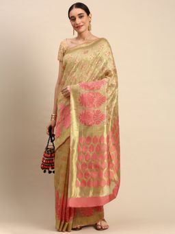 Sangam Prints - Multi Colour Cotton Handloom Woven Work Traditional Saree with Unstitched Blouse