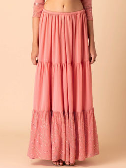 Indya - Pink Tiered Lehenga Skirt