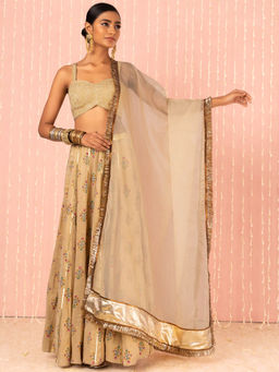 Indya - X Nikhil Thampi Beige Gota Lace Organza Dupatta