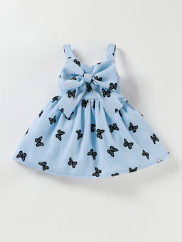Hopscotch - Girls Blue Spaghetti Strap Butterfly Casual Dress