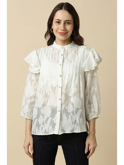 Allen Solly - Women White Self Design Shirt