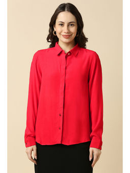 Allen Solly - Women Red Solid Full Sleeves Shirt