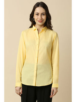 Allen Solly - Women Yellow Solid Full Sleeves Shirt