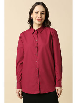 Allen Solly - Women Maroon Solid Full Sleeves Shirt