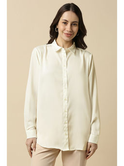 Allen Solly - Women Cream Solid Full Sleeves Shirt