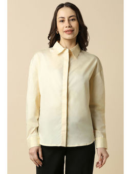 Allen Solly - Women Beige Solid Full Sleeves Shirt