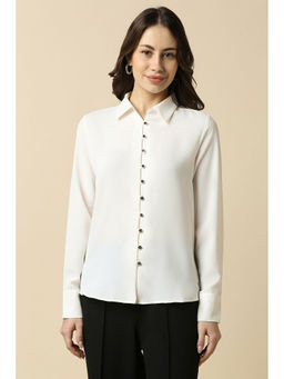 Allen Solly - Women White Solid Full Sleeves Shirt
