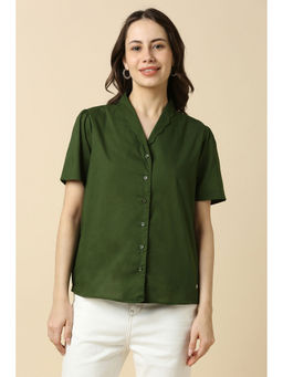 Allen Solly - Women Green Solid Half Sleeves Shirt