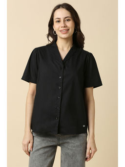 Allen Solly - Women Black Solid Half Sleeves Shirt