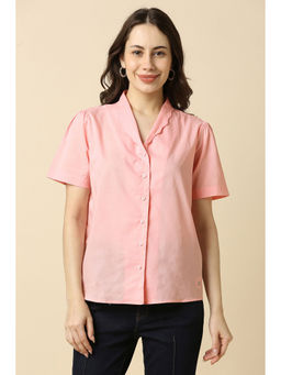Allen Solly - Women Pink Solid Half Sleeves Shirt