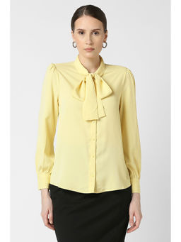 Van Heusen - Women Yellow Solid Full Sleeves Formal Shirt