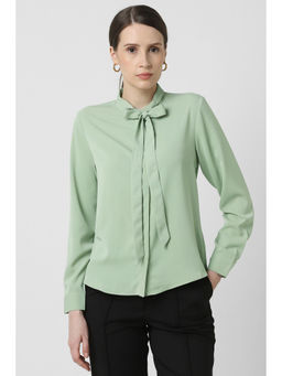 Van Heusen - Women Green Solid Full Sleeves Formal Shirt