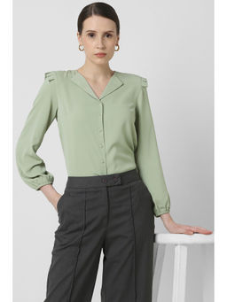 Van Heusen - Women Green Solid Formal Shirt