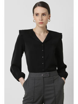 Van Heusen - Women Black Solid Formal Shirt
