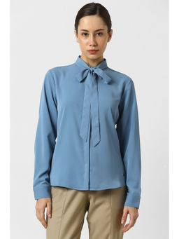 Van Heusen - Women Blue Solid Full Sleeves Formal Shirt