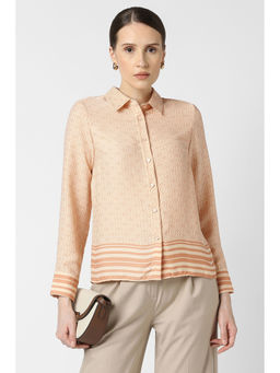 Van Heusen - Women Peach Print Full Sleeves Formal Shirt