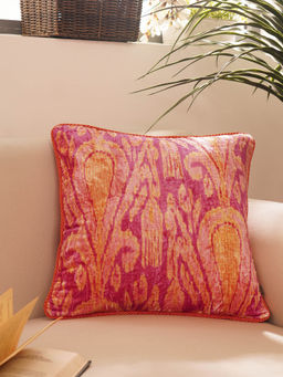 Pure Home + Living - Pink Abstract Digital Print Velvet Square Cushion Cover (18x18 inches)
