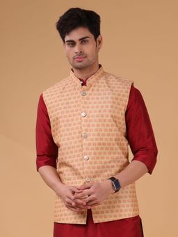 SHIWAM ETHNIX - Mens Cotton Silk Nehru Jacket - Jodhpur Collection - Beige