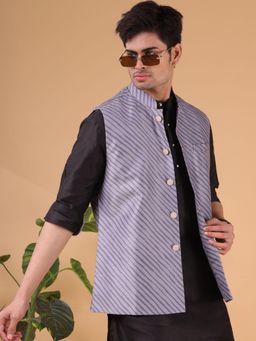 SHIWAM ETHNIX - Mens Cotton Silk Nehru Jacket - Jodhpur Collection - Grey
