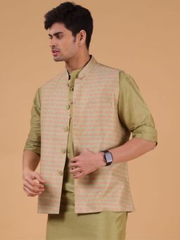 SHIWAM ETHNIX - Mens Cotton Silk Nehru Jacket - Jodhpur Collection - Green