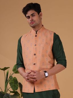 SHIWAM ETHNIX - Mens Cotton Silk Nehru Jacket - Jodhpur Collection - Orange