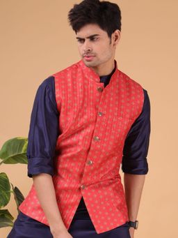 SHIWAM ETHNIX - Mens Cotton Silk Jacket Thrissur Collection - Red