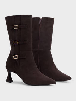 Twenty Dresses by Nykaa Fashion - Brown Pointed Toe Spool Heel Mid-Calf Women's Boots