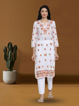 PARAMOUNT CHIKAN - Hand Embroidered Lucknowi Chikankari Cotton Kurta