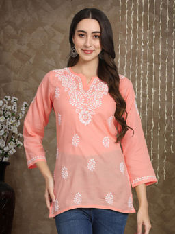 PARAMOUNT CHIKAN - Hand Embroidered Lucknowi Chikankari Cotton Kurti