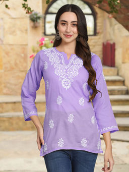 PARAMOUNT CHIKAN - Hand Embroidered Lucknowi Chikankari Cotton Kurti