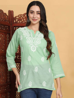 PARAMOUNT CHIKAN - Hand Embroidered Lucknowi Chikankari Cotton Kurti
