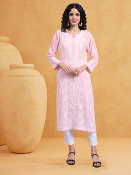 PARAMOUNT CHIKAN - Hand Embroidered Lucknowi Chikankari Modal Kurta