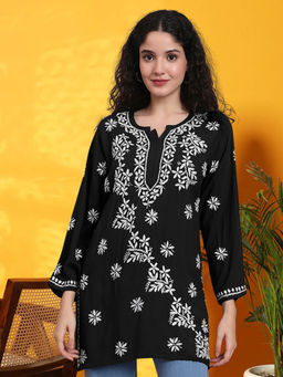 PARAMOUNT CHIKAN - Hand Embroidered Lucknowi Chikankari Rayon Kurti