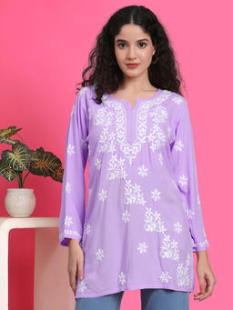 PARAMOUNT CHIKAN - Hand Embroidered Lucknowi Chikankari Rayon Kurti