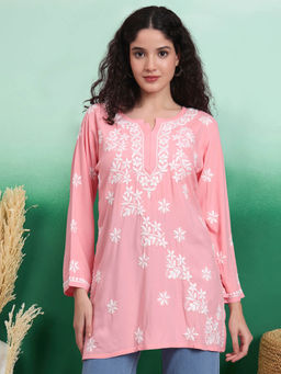 PARAMOUNT CHIKAN - Hand Embroidered Lucknowi Chikankari Rayon Kurti