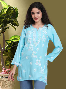 PARAMOUNT CHIKAN - Hand Embroidered Lucknowi Chikankari Rayon Kurti