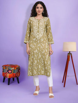 PARAMOUNT CHIKAN - Hand Embroidered Lucknowi Chikankari Mulmul Kurta