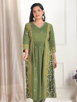 ARAMYA - Soft Cotton Geometric Print Kurta