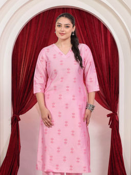 ARAMYA - Roman Silk Straight Floral Print Kurta