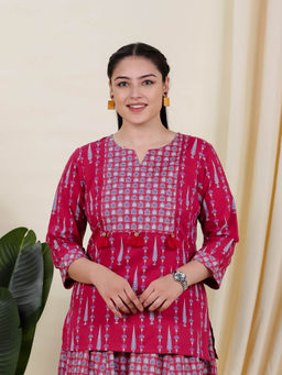 ARAMYA - Soft Cotton Straight Floral Print Kurti