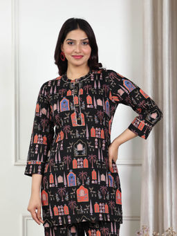 ARAMYA - Soft Cotton Straight Ajrakh Print Kurti