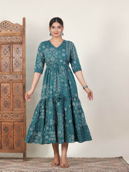 ARAMYA - Soft Cotton A-Line Bandhani Print Kurta